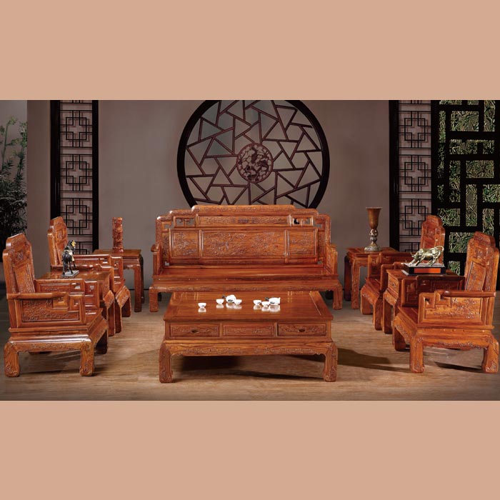 lx 古典红木客厅家具 刺猬紫檀 沙发套装 国色天香沙发